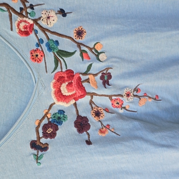 Garnet Hill Move Back Through Carousel Embroidered V-Neck Knit Top S - Picture 4 of 8